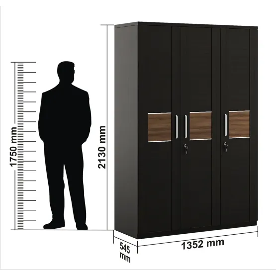 Amazon 3 Door Wardrobe - Natural Wenge Woodpore