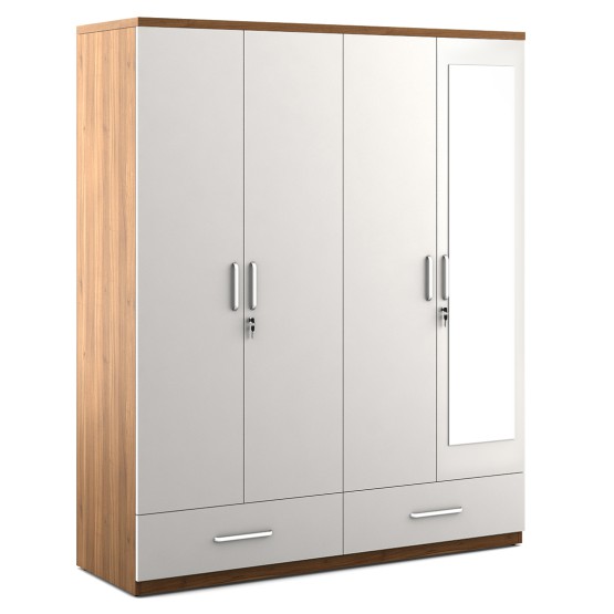 Apex 4 Door Wardrobe Without Mirror - Frosty White Woodpore