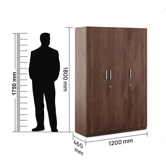 Asta 3 Door Wardrobe W/o Mirror - Sheesham