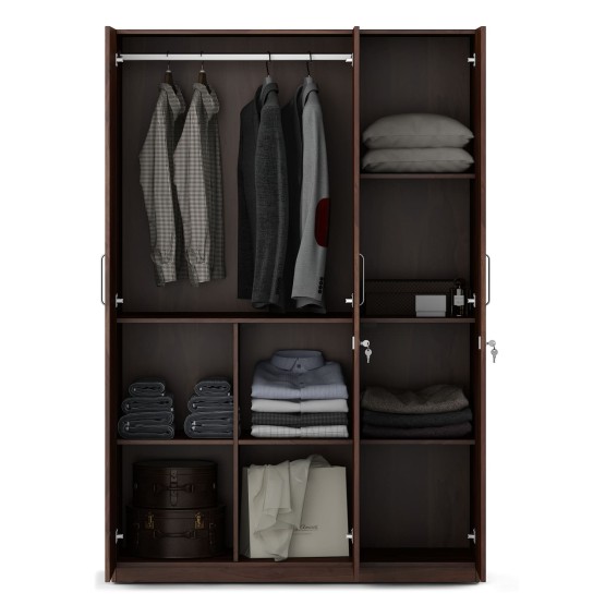 Asta 3 Door Wardrobe W/o Mirror - Sheesham