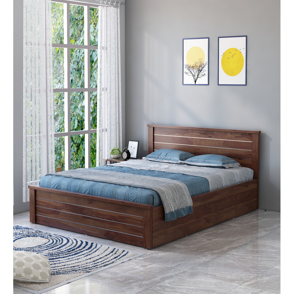 Asta King Bed With Box Storage - Sheesham