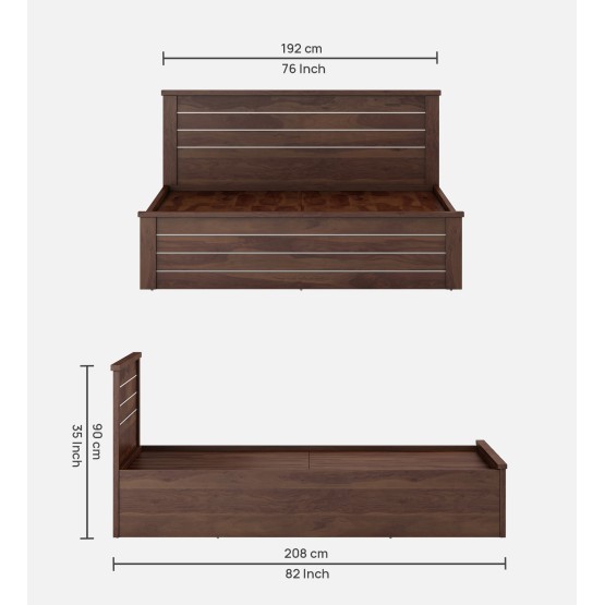 Asta King Bed With Box Storage - Sheesham