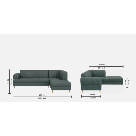 Spacewood Aston L Shape Sofa In Fabric - Af 719