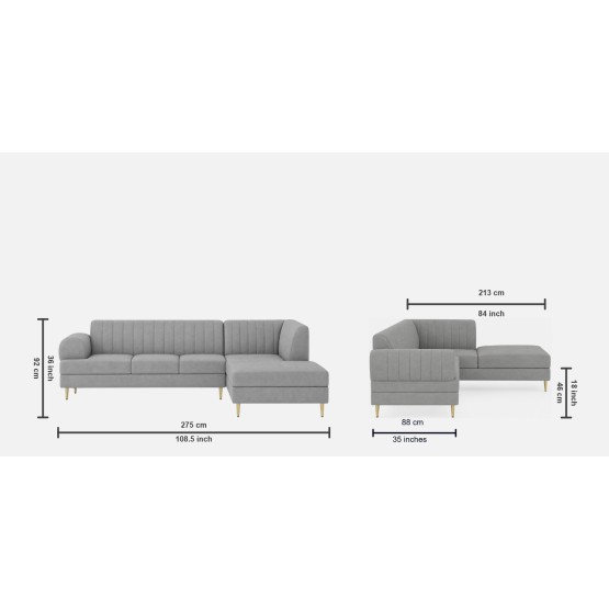 Spacewood Aston L Shape Sofa In Fabric - Af 706