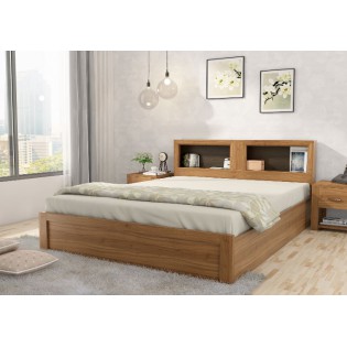 Blaze Queen Bed With Box Type Storage - Natural Teak