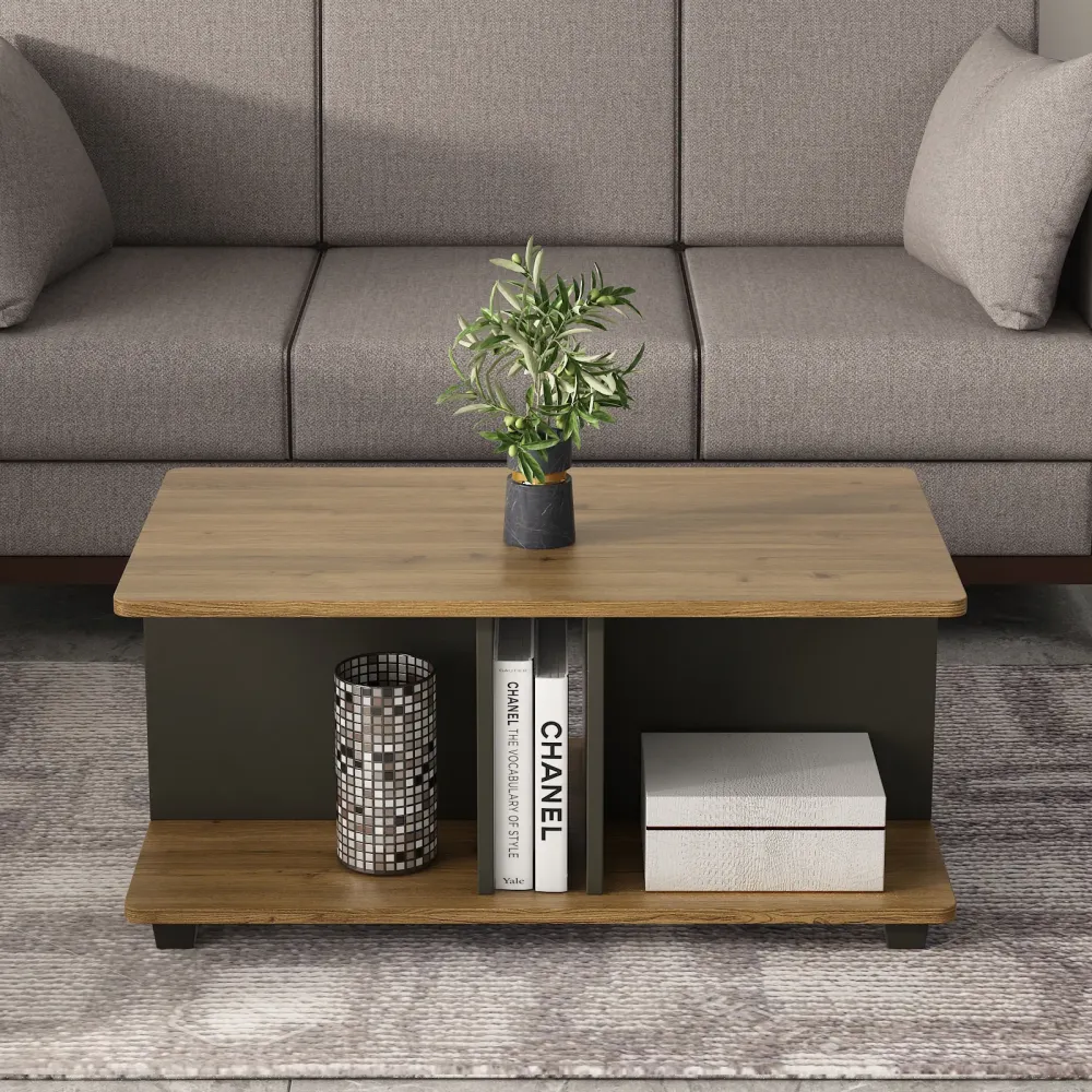 Center Table Ct 103 In Classic Oak & Slate Grey
