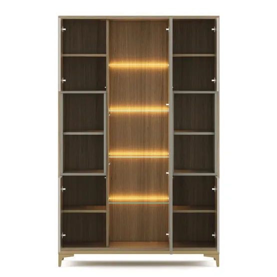 Crockery Unit 120gl Santana Oak, Bamboo Flute,pumic Grey And Gold