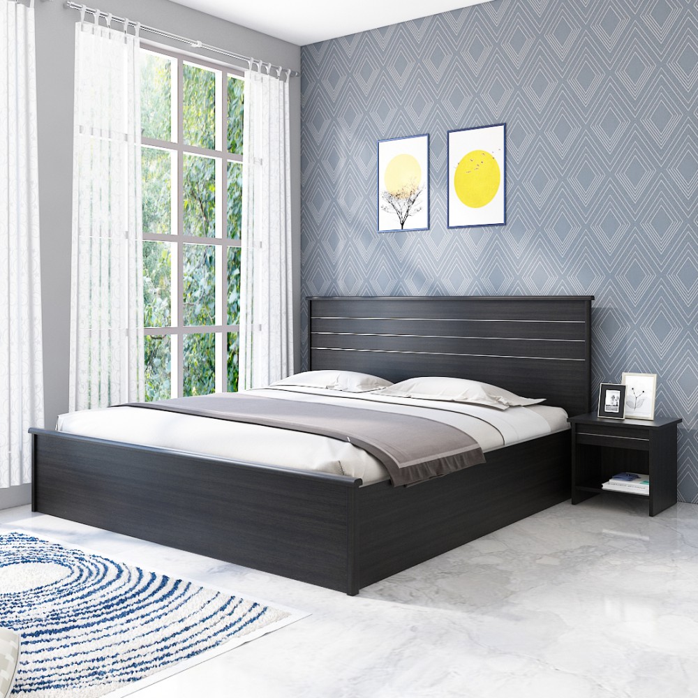 Carnival  King Bed With Box Storage - Natural Wenge Woodpore