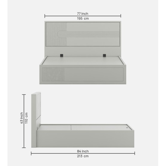 Casper King Bed With Full Lift On Storage - Pumic Grey