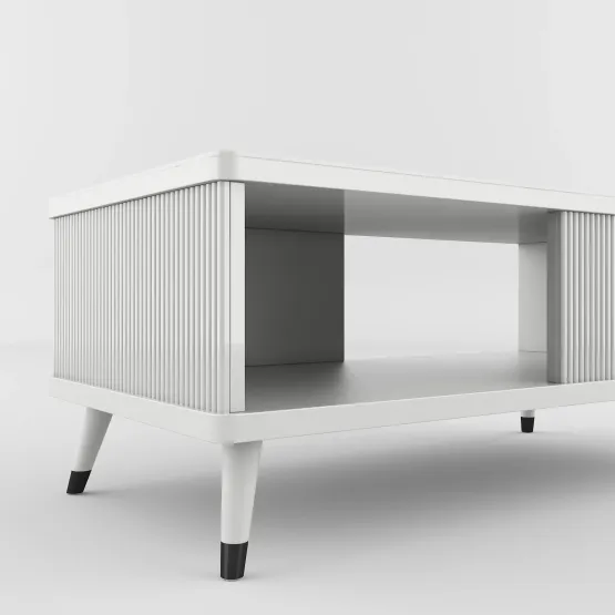 Center Table Alpine With Glass Top - High Gloss