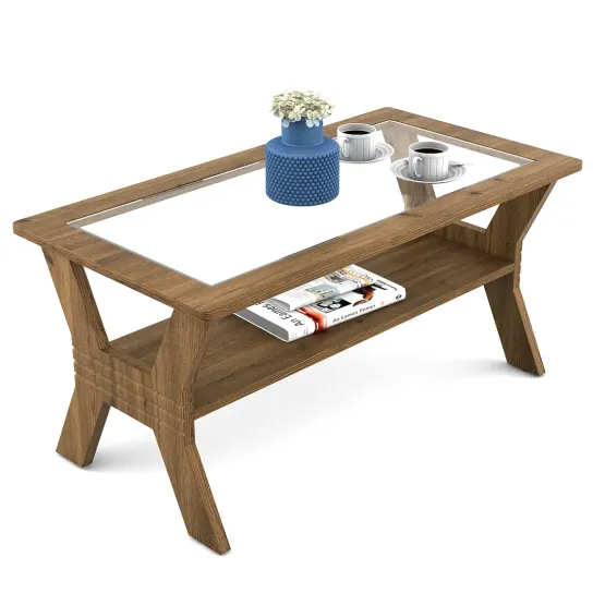 Centre Table Ct 24 With Glass Top - Classic Oak