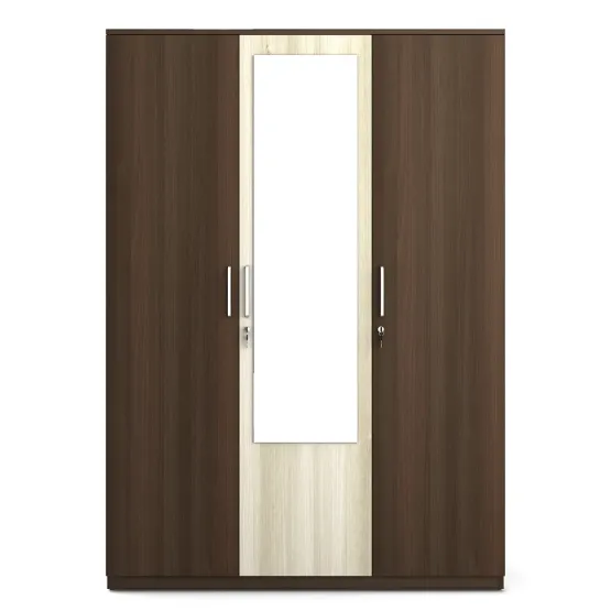 Crescent 3 Door Wardrobe With Mirror - Mol-acacia Dark Woodpore