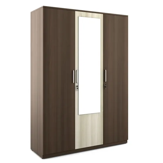 Crescent 3 Door Wardrobe With Mirror - Mol-acacia Dark Woodpore