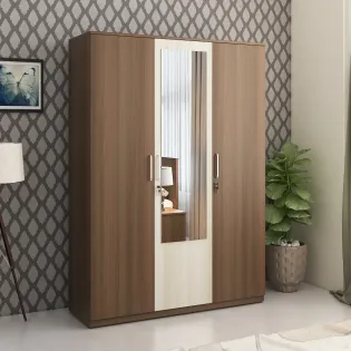 Crescent 3 Door Wardrobe With Mirror - Mol-acacia Dark Woodpore