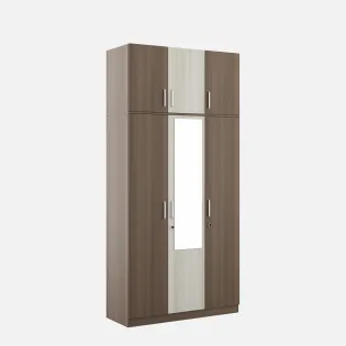 Crescent 3 Door Wardrobe Mirror With Loft  -acacia Dark Woodpore