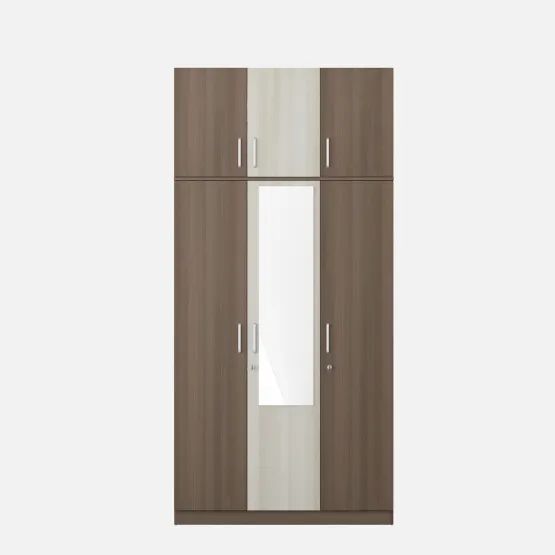 Crescent 3 Door Wardrobe Mirror With Loft  -acacia Dark Woodpore