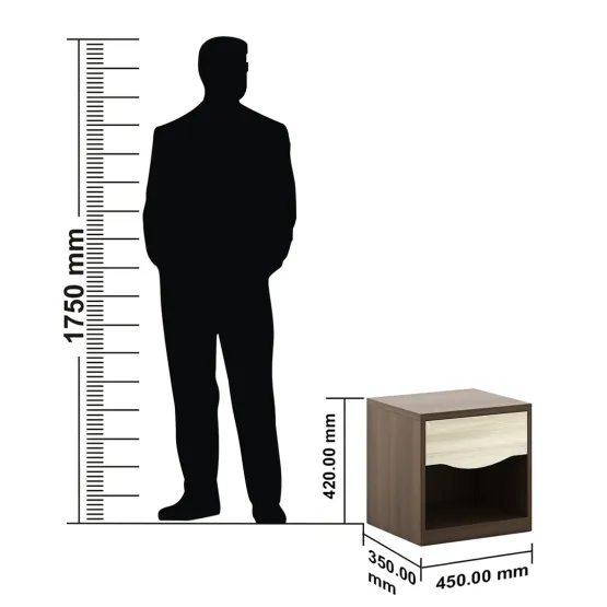 Crescent Bedside Table - Mol-acacia Dark Woodpore