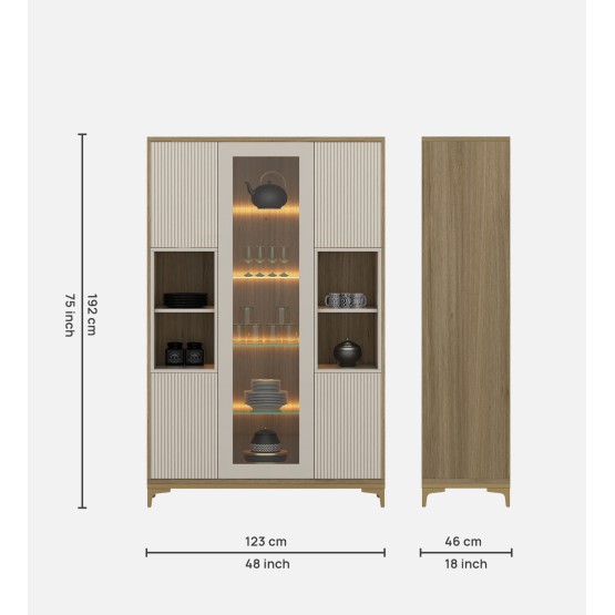 Crockery Unit 120gl Santana Oak, Bamboo Flute,pumic Grey And Gold