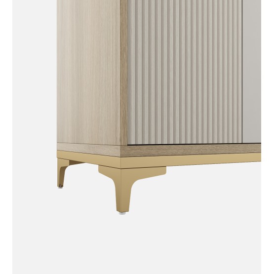Crockery Unit 120gl Santana Oak, Bamboo Flute,pumic Grey And Gold