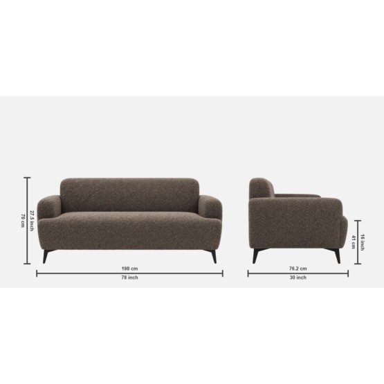 Spacewood Datsun 3 Seater Sofa  In Fabric - Sh 711