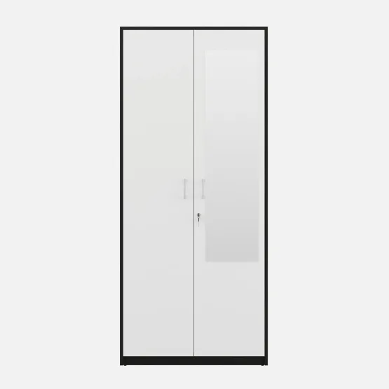 Dew 2 Door Wardrobe Fw Shutter With Mirror - Natural Wenge Woodpore