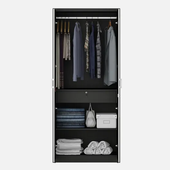 Dew 2 Door Wardrobe Fw Shutter With Mirror - Natural Wenge Woodpore