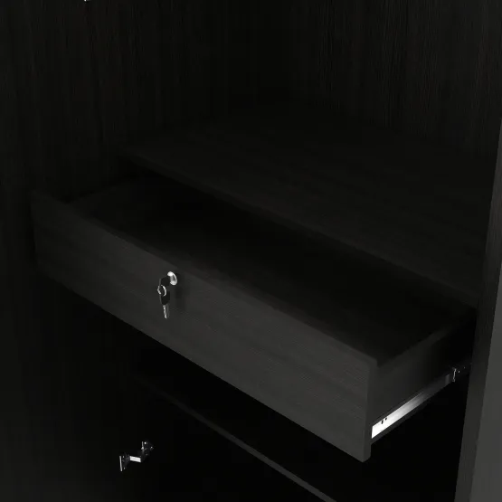 Dew 2 Door Wardrobe Fw Shutter With Mirror - Natural Wenge Woodpore