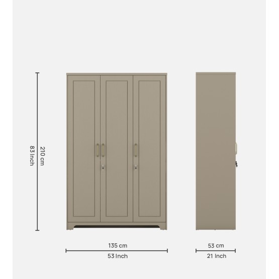 Eternia 3 Door Wardrobe-modern Ash