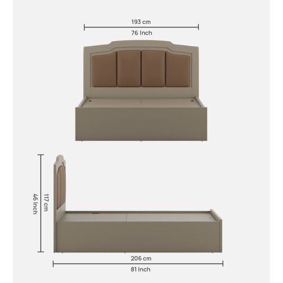 Eternia King Bed With 3/4 Lift On-modern Ash