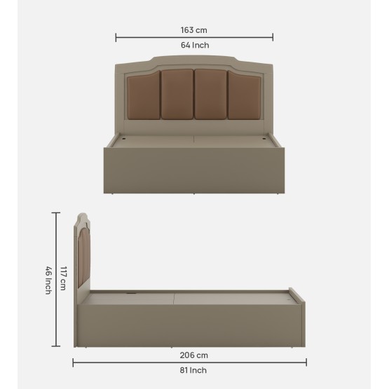 Eternia Queen Bed With 3/4 Lift On-modern Ash