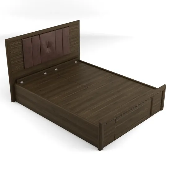 Emperor Queen Bed V2 Full Lifton  With Top Panel - Lyon Walnut
