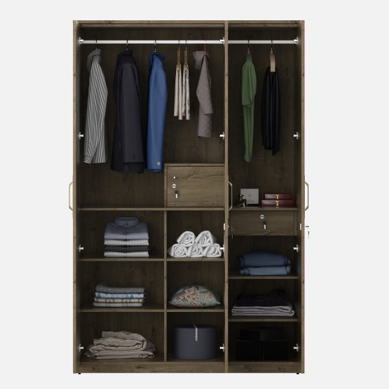 Gloria 3 Door Wardrobe- Sebastain Oak