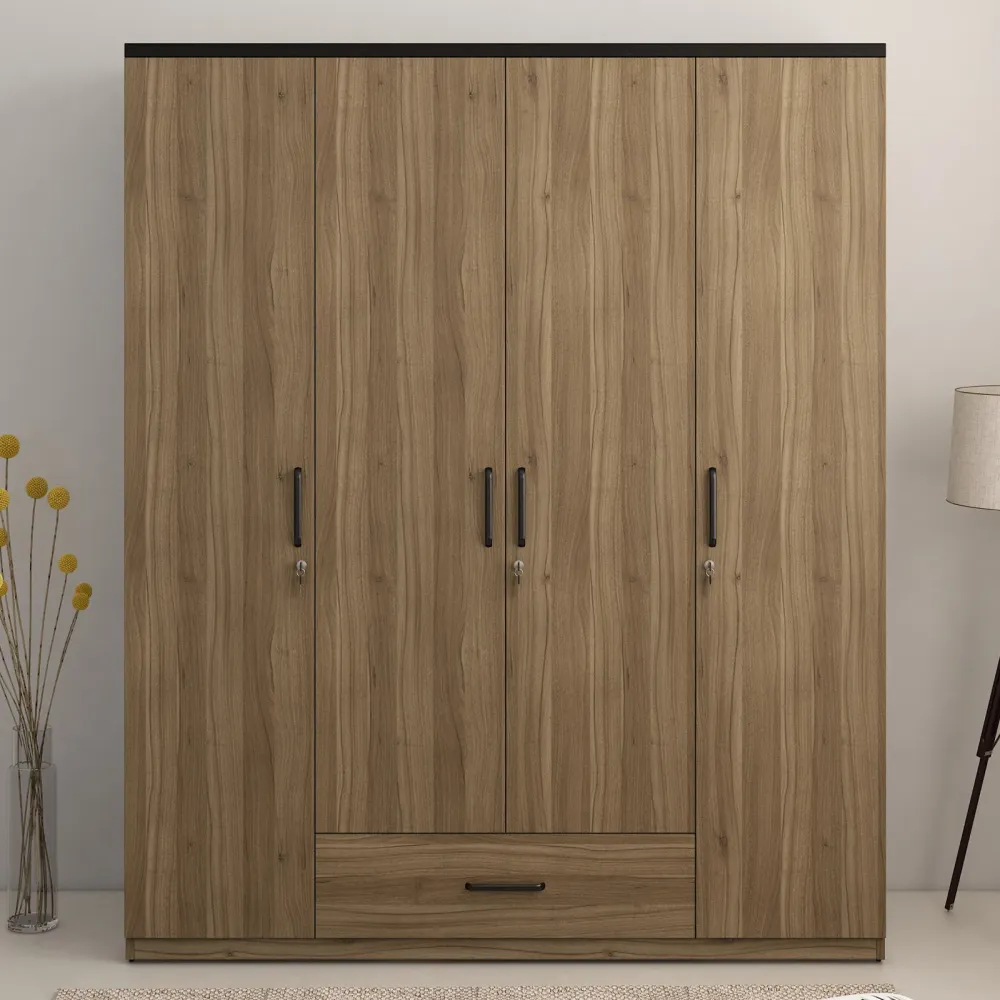 Hover 4 Door Wardrobe Without Mirror-lyon Walnut & Natural Wenge