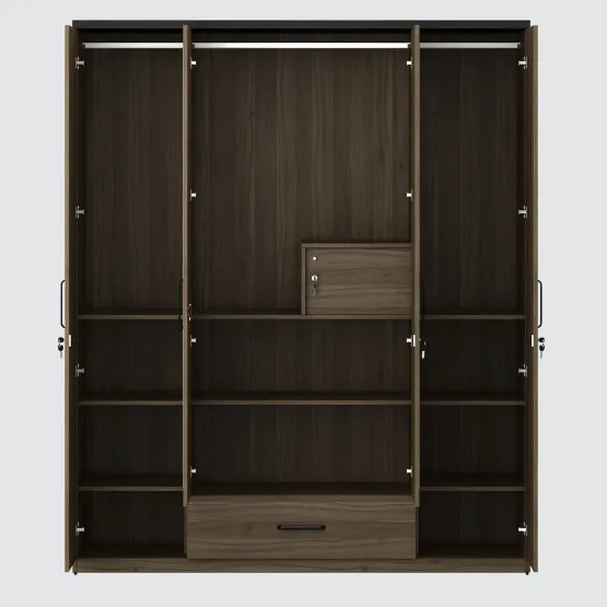 Hover 4 Door Wardrobe Without Mirror-lyon Walnut & Natural Wenge