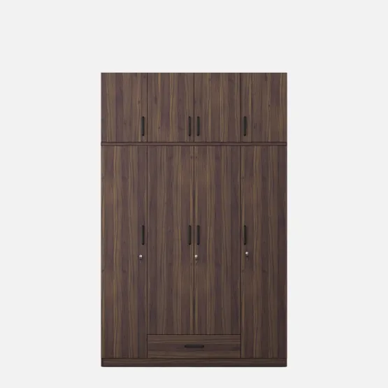 Hover 4 Door Wardrobe Without Mirror With Loft - Lyon Walnut & Natural Wenge