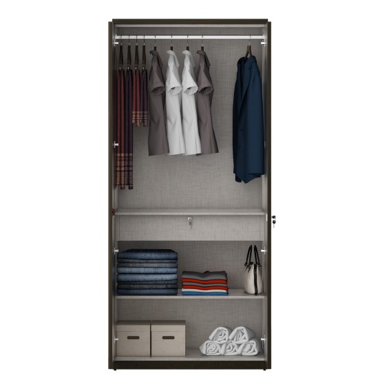 Harmony 2 Door Wardrobe Without Mirror - Vermount - Woodpore