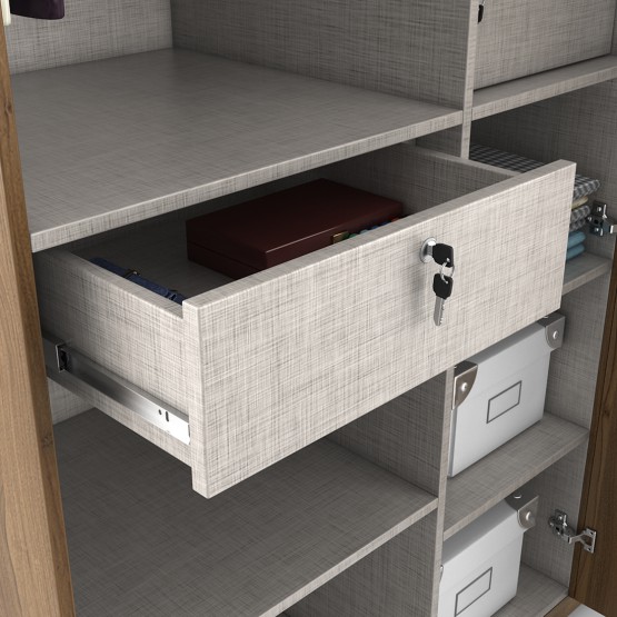 Harmony 3 Door Wardrobe Without Mirror - Natural Teak