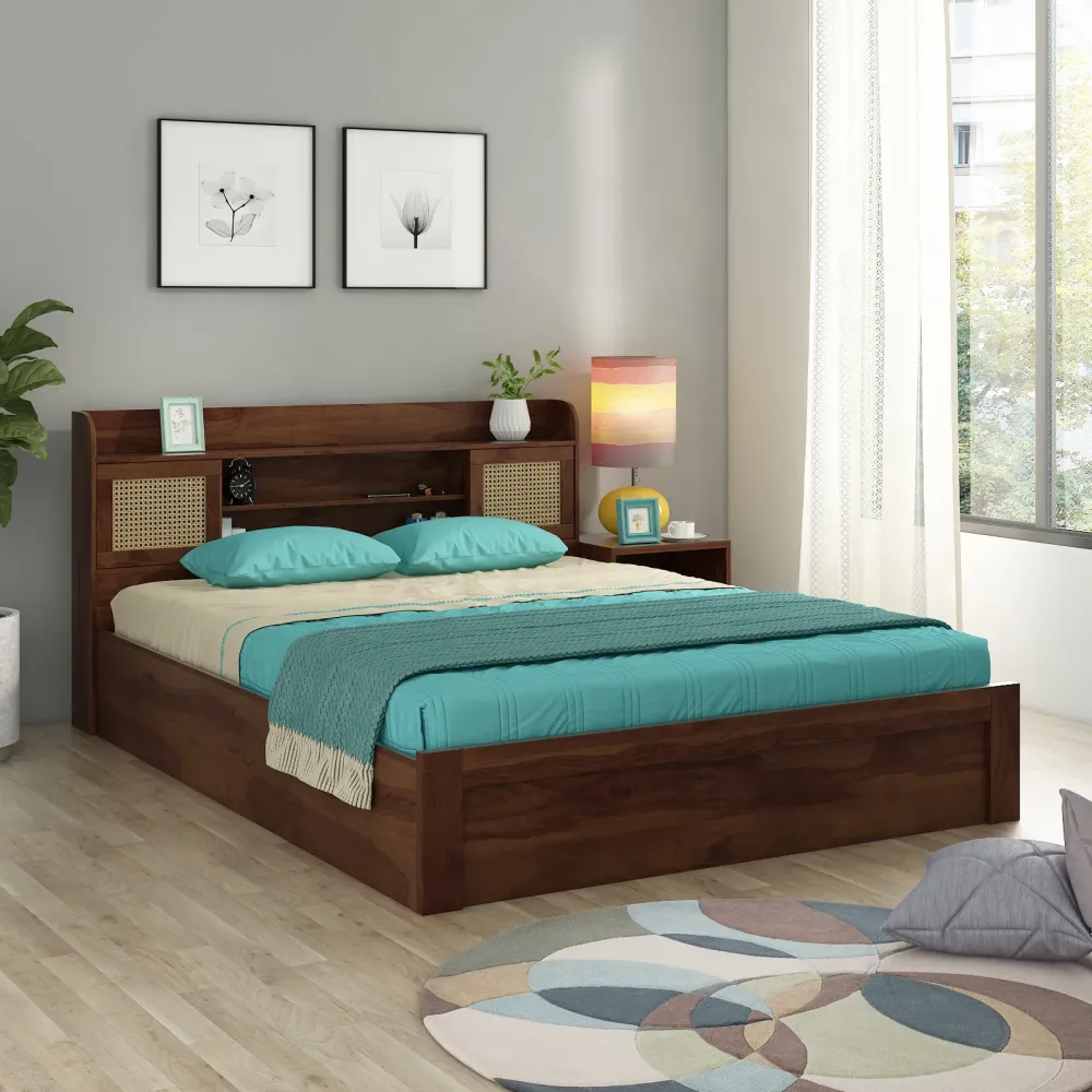 Jude King Bed With Box Storage - Sheesham