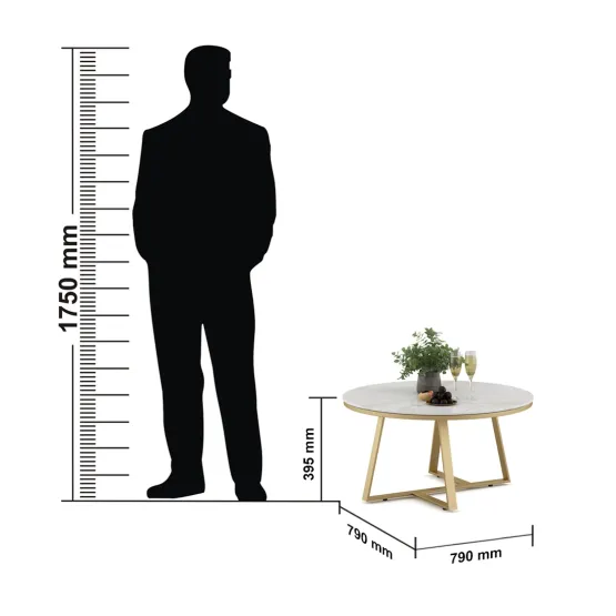 Center Table Juliet Large With Cermic Top And Metal Under Structure In Gold