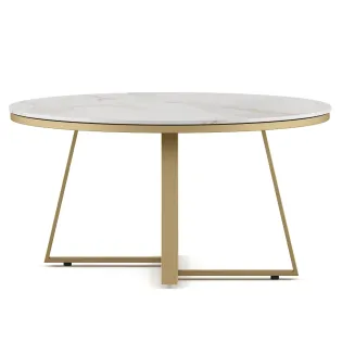 Center Table Juliet Large With Cermic Top And Metal Under Structure In Gold