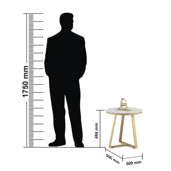 Center Table Juliet Small With Cermic Top And Metal Under Structure In Gold