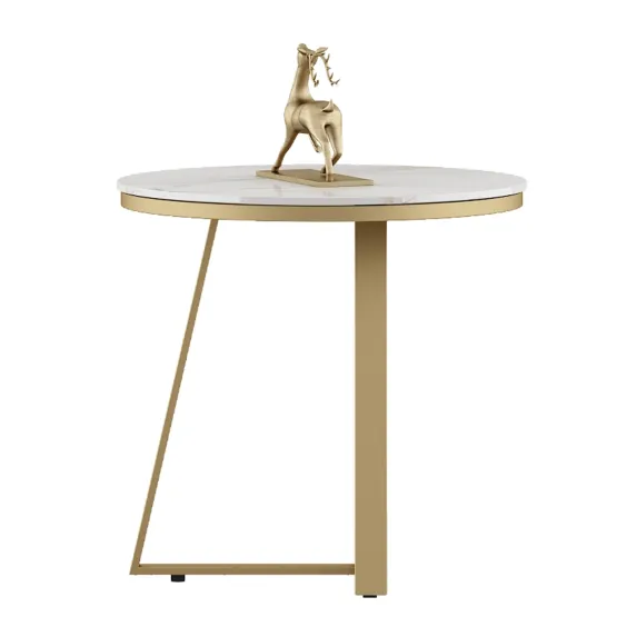 Center Table Juliet Small With Cermic Top And Metal Under Structure In Gold