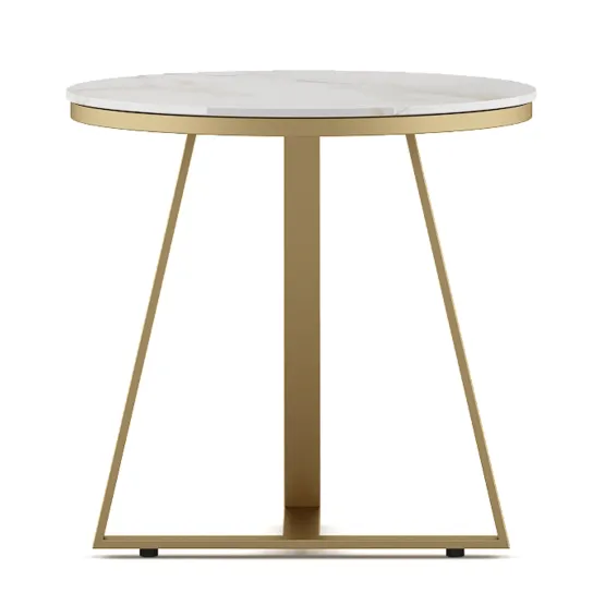 Center Table Juliet Small With Cermic Top And Metal Under Structure In Gold