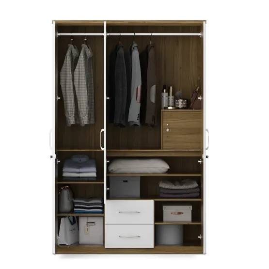 Jupiter 3 Door Wardrobe Without Mirror - High Gloss White