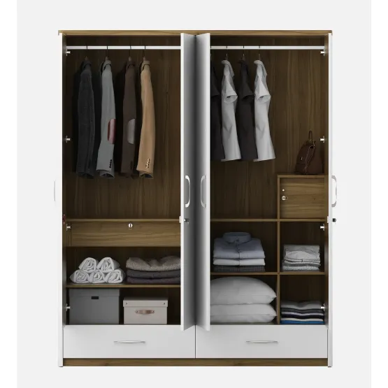 Jupiter 4 Door Wardrobe Without Mirror - High Gloss White