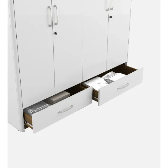 Jupiter 4 Door Wardrobe Without Mirror - High Gloss White