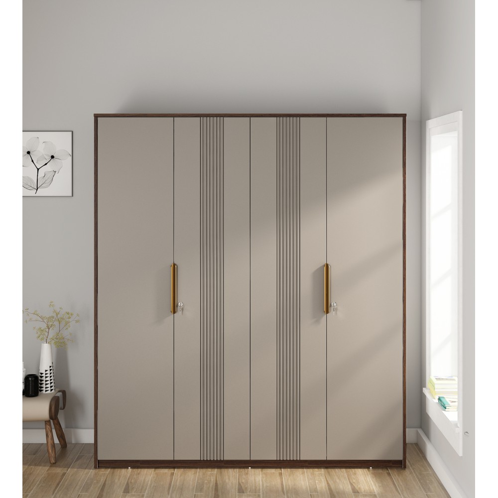 Adore 4 Door Wardrobe-sahara Beige & Dark Brown Eucalyptus