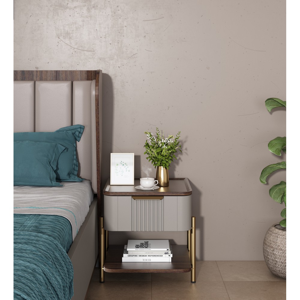 Adore Bedside-sahara Beige & Dark Brown Eucalyptus