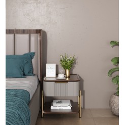 Adore Bedside-sahara Beige & Dark Brown Eucalyptus
