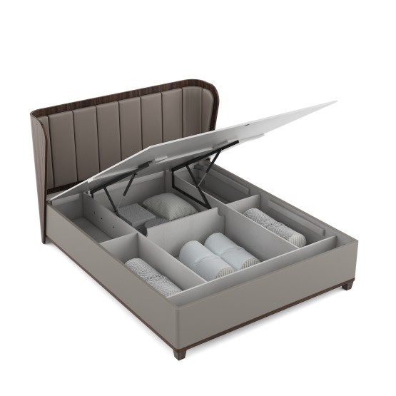 Adore Queen Bed Full Lifton-sahara Beige & Dark Brown Eucalyptus